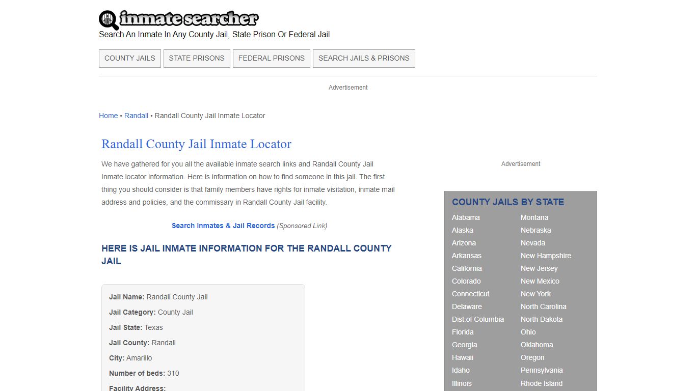 Randall County Jail Inmate Locator - Inmate Searcher